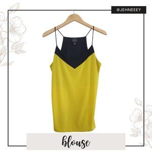 Worthington Black & Yellow Spaghetti Strap Blouse